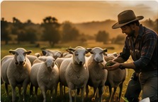 Person caring for sheep