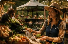 People selling fresh produce at a local market