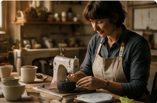 Person creating handmade goods